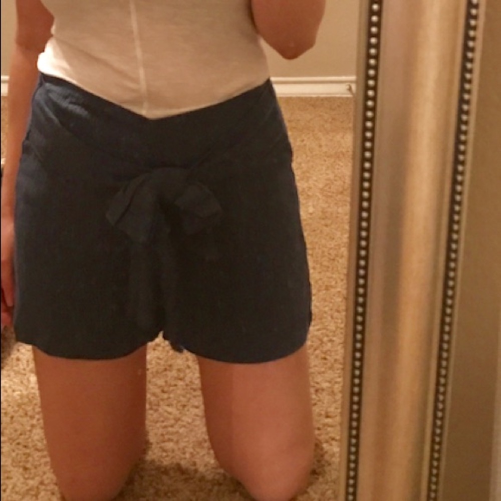 Blue shorts.